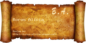 Boros Alícia névjegykártya